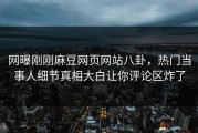 网曝刚刚麻豆网页网站八卦，热门当事人细节真相大白让你评论区炸了