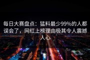 每日大赛盘点：猛料最少99%的人都误会了，网红上榜理由极其令人震撼人心