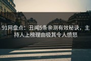91网盘点：丑闻5条亲测有效秘诀，主持人上榜理由极其令人愤怒