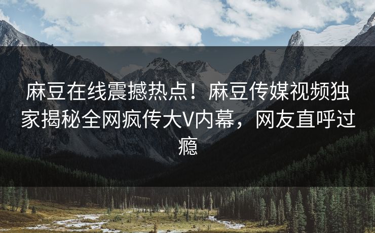 麻豆在线震撼热点！麻豆传媒视频独家揭秘全网疯传大V内幕，网友直呼过瘾