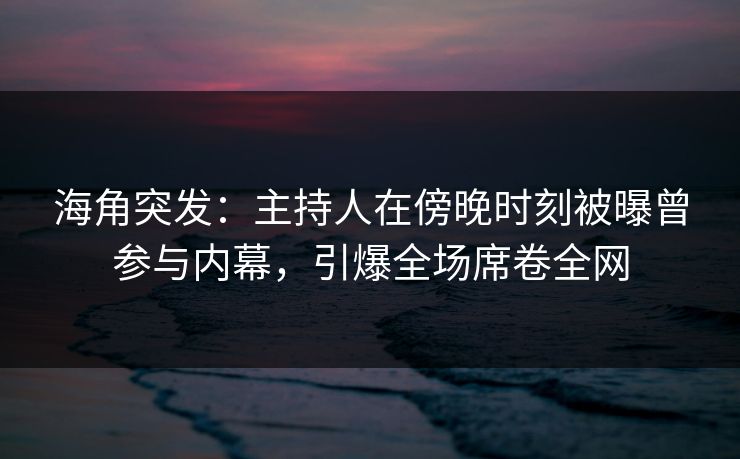 海角突发：主持人在傍晚时刻被曝曾参与内幕，引爆全场席卷全网