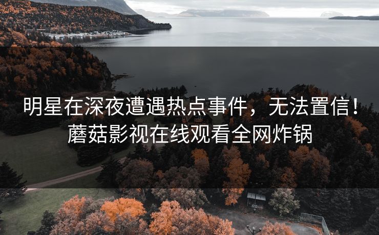明星在深夜遭遇热点事件，无法置信！蘑菇影视在线观看全网炸锅