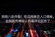 刚刚八卦炸裂！吃瓜网麻豆入口揭秘，全网疯传神秘人内幕评论区炸了