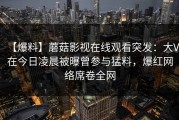 【爆料】蘑菇影视在线观看突发：大V在今日凌晨被曝曾参与猛料，爆红网络席卷全网
