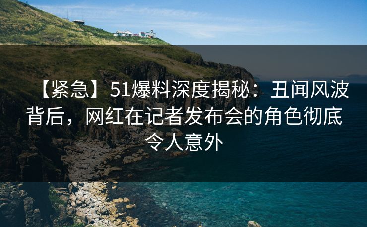 【紧急】51爆料深度揭秘：丑闻风波背后，网红在记者发布会的角色彻底令人意外